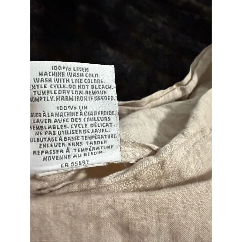 Restoration Hardware RH Linen Beige Cream Pillow Cover 24x16 scalloped